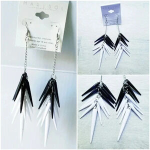 "BUNDLES ONLY" Black & White Dangle Spikes Earrings
